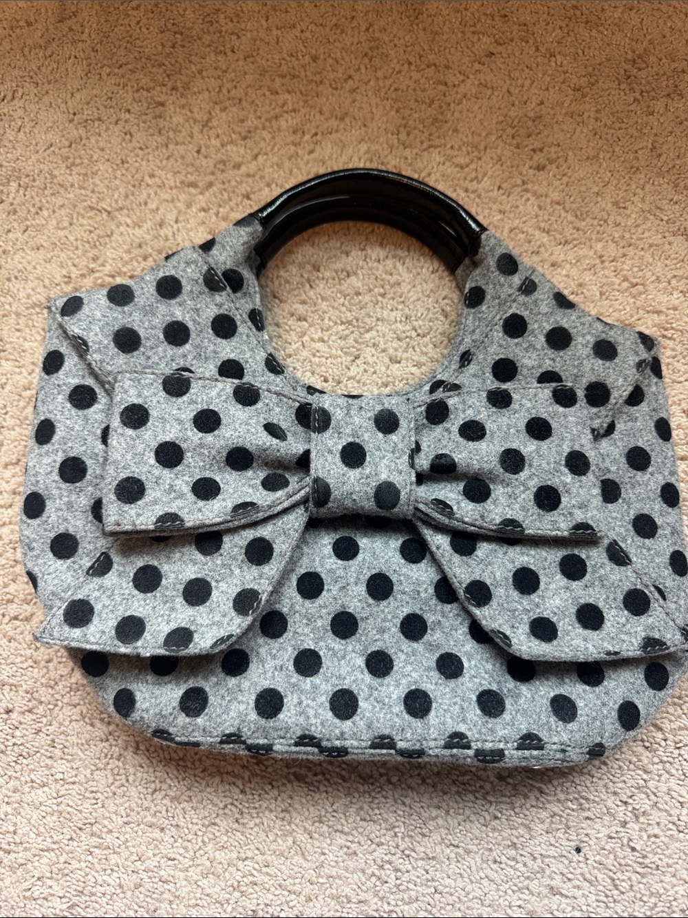 kate spade Gray and Black Polka Dot Bow Shoulder Bag
